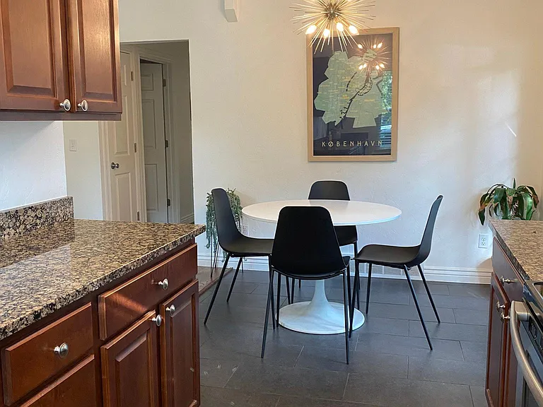 functional kitchen with comfortable seating