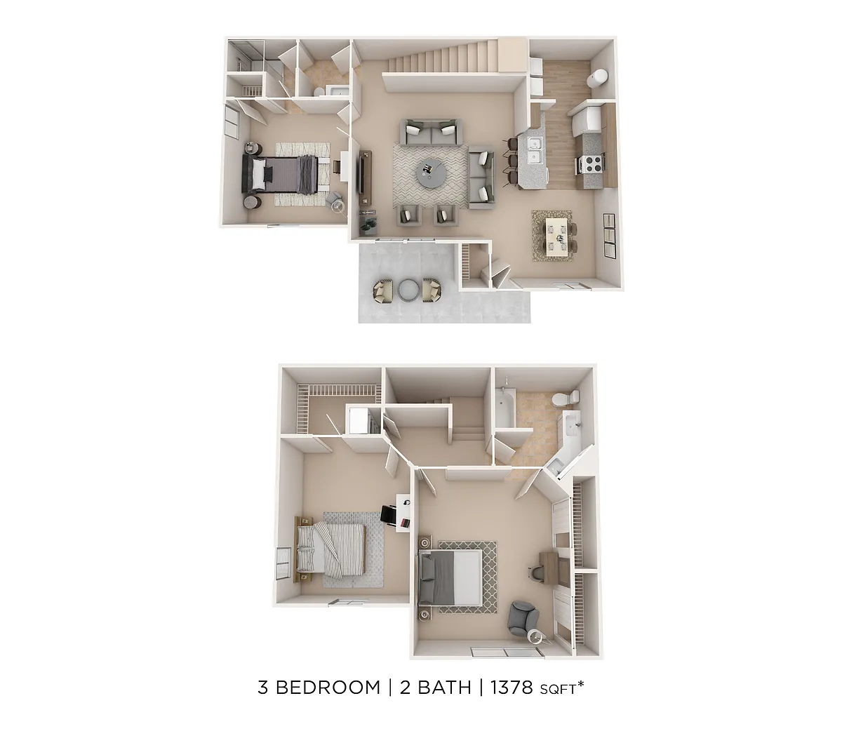 Floor plan Three Bedroom Townhome