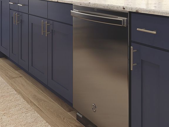 Kitchen with striking cabinets