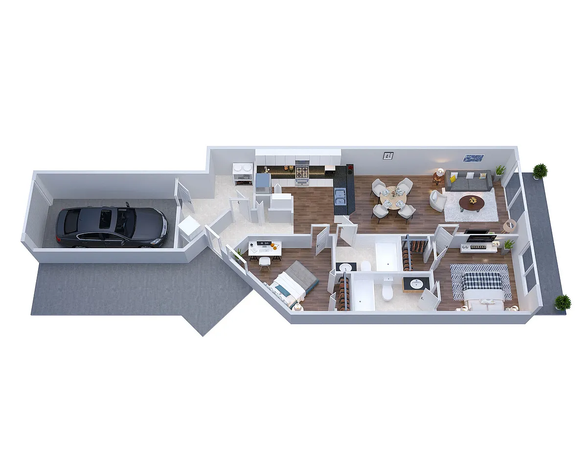 Floor plan B1 - (Garage Included with Rent)
