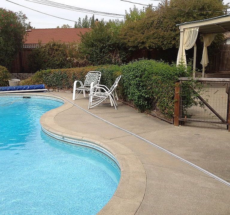 Private pool in backyard