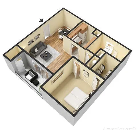 Floor plan 1 Bedroom 1 Bath