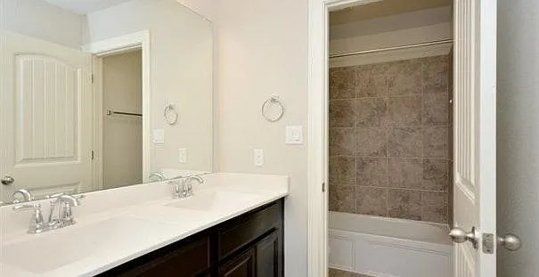 Bathroom upstairs with upgraded dual vanity