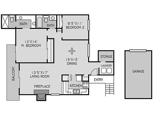 Floor plan 2 BEDROOM UPSTAIRS J
