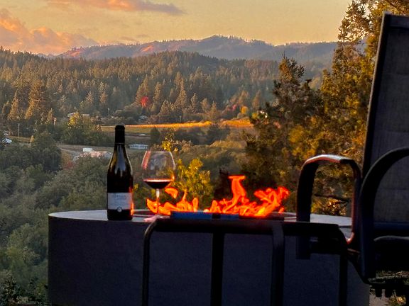 Fall sunset from shared lawn.