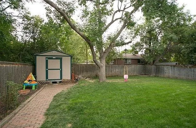 backyard with tuff shed for storage