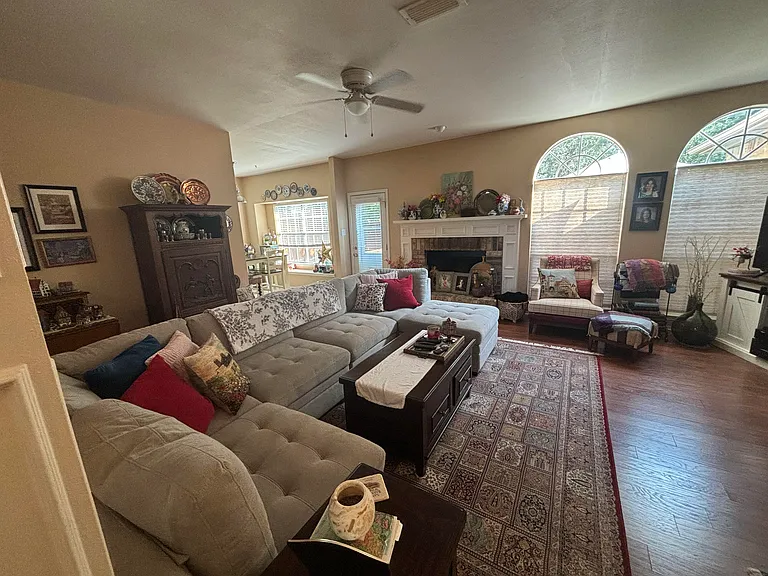 Bright and Airy Main Living, Wood Floors and Fireplace