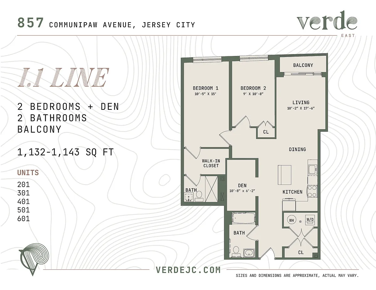 Floor plan I-1 - Two Bedroom with Den