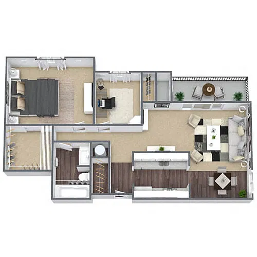 Floor plan A2: 1 Bed 1 Bath