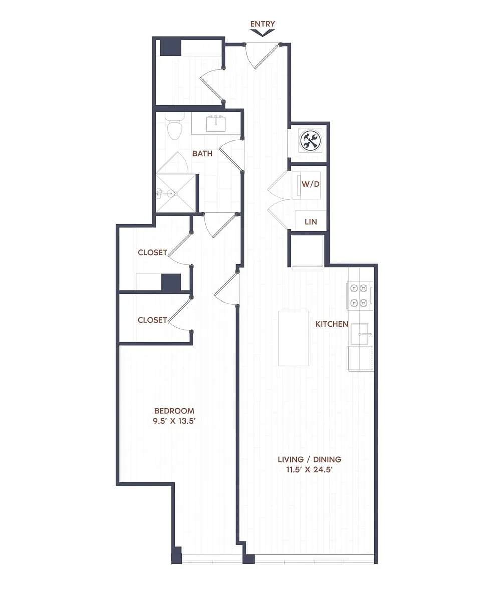Floor plan 1 Bed/1 Bath-A15