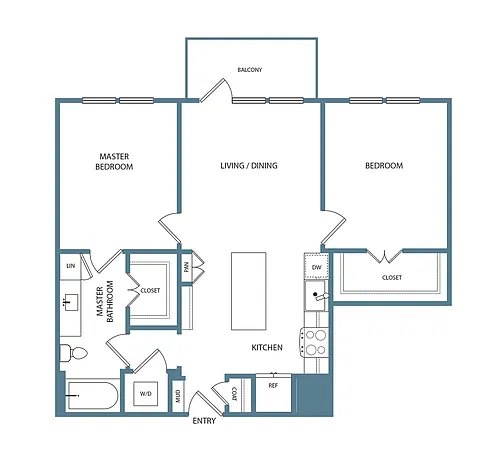 Floor plan 2 Bedroom 1 Bathroom B1