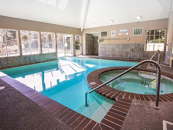 Indoor area of swimming pool and spa.