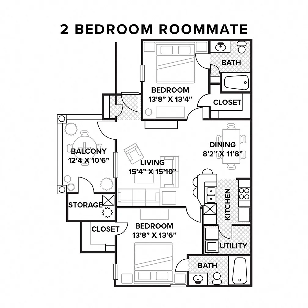 Floor plan 2 Bedroom Ensuite