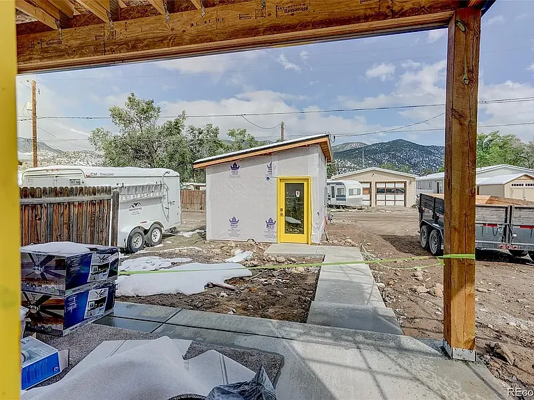 Back patio and separate garage