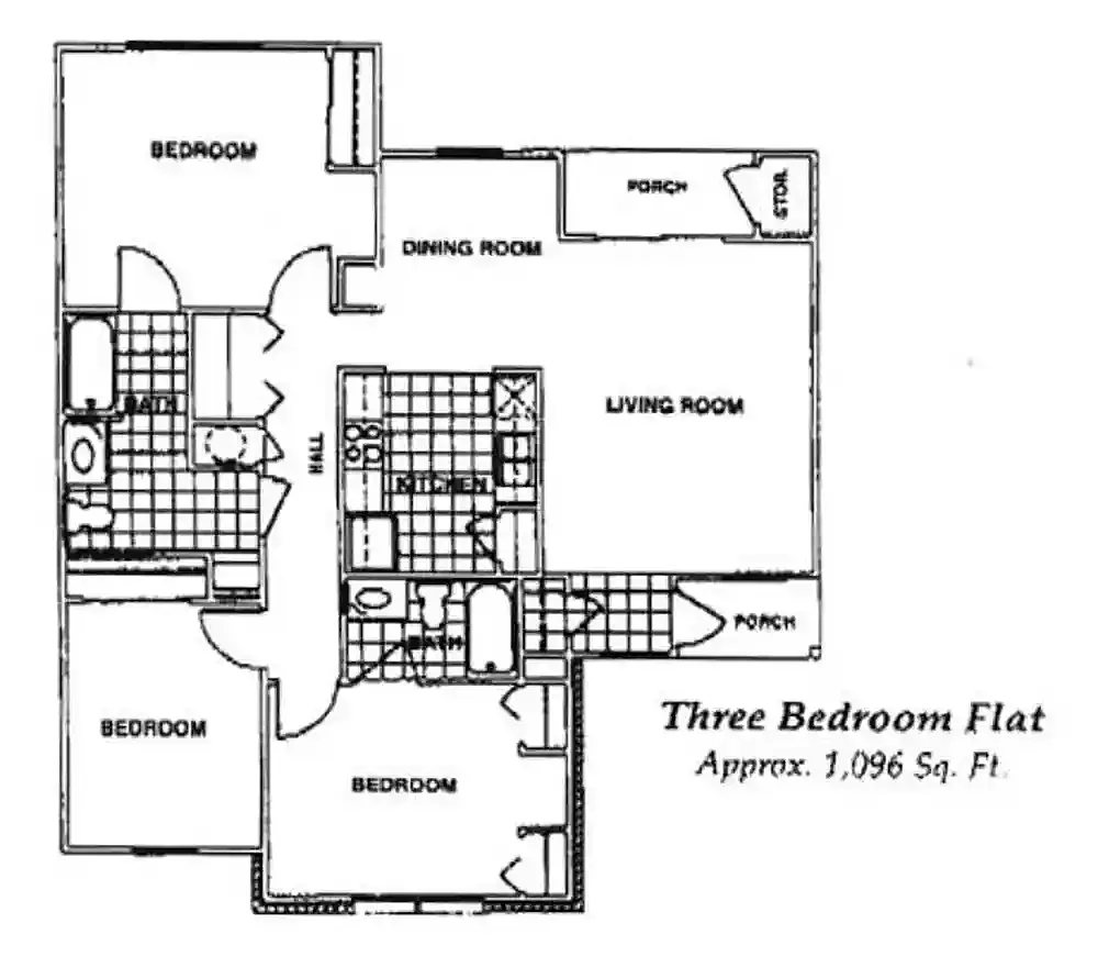 Floor plan 3 Bedroom 2 Bath