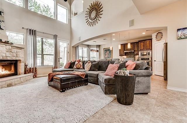 Beautiful, two-story open living area.