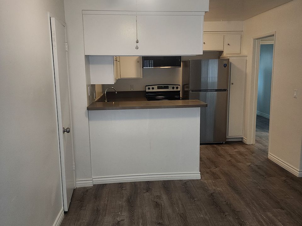 Entry and dining area. Plank flooring, fresh paint, no popcorn ceiling with fan.