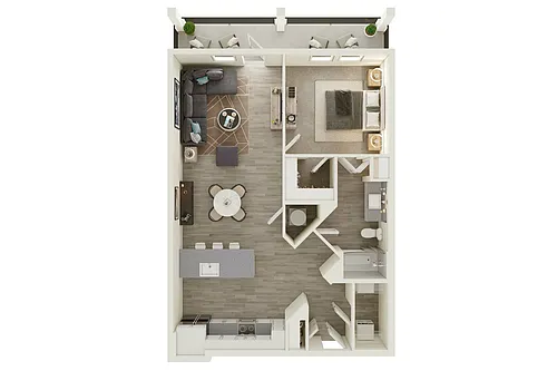 Floor plan A4 - One Bedroom, One Bathroom