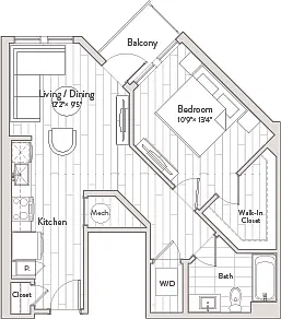 Floor plan 1 Bed/1 Bath-A8