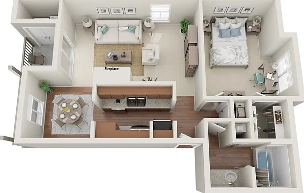 One Bedroom, 817 sqft, Full-Size Washer/Dryer Connections, Fireplace. Walk-in Closet, Plank Flooring, Patio/Balcony, Built-in Bookshelves One Bedroom, 817 sqft, Full-Size Washer/Dryer Connections, Fireplace. Walk-in Closet, Plank Flooring, Patio/Balcony, 