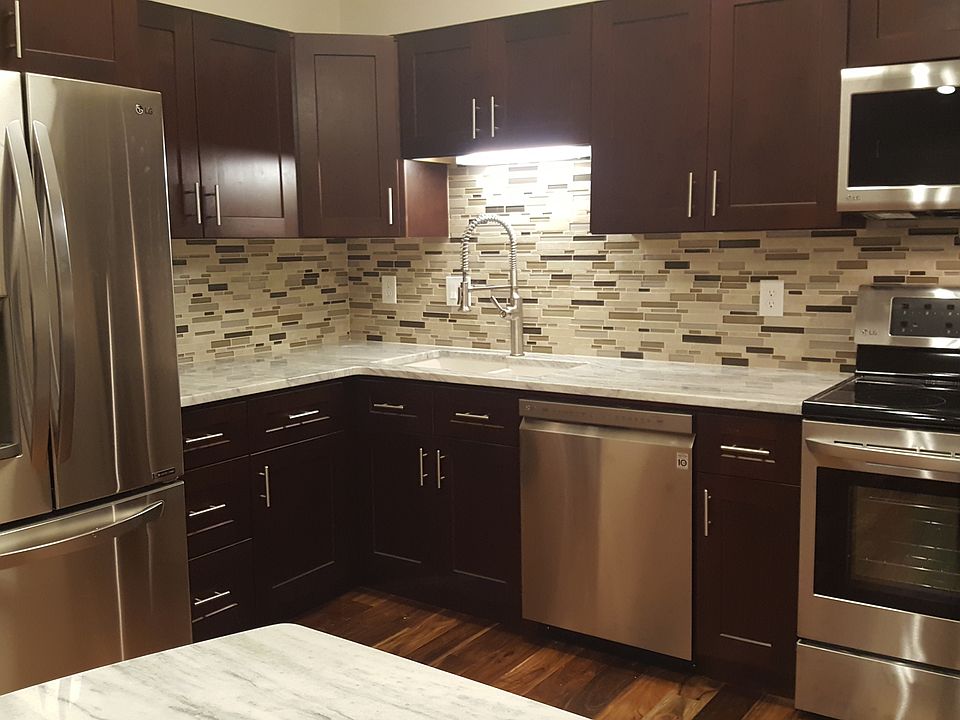 Brand new kitchen with LG appliances.