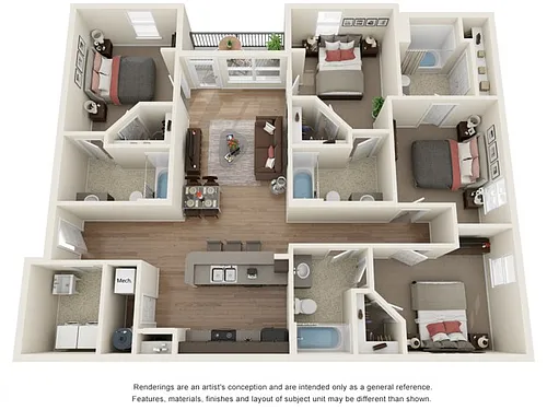 Floor plan 4 BR Place Suite