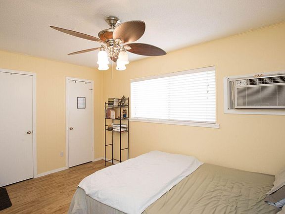 bedroom facing closets