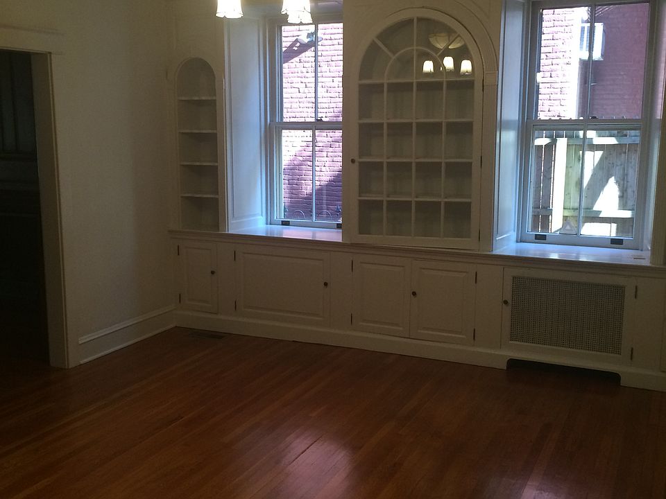 Dining room with built in cabinets
