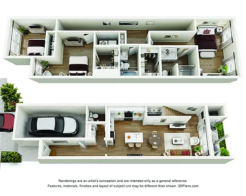 Floor plan Three Bedroom Townhome