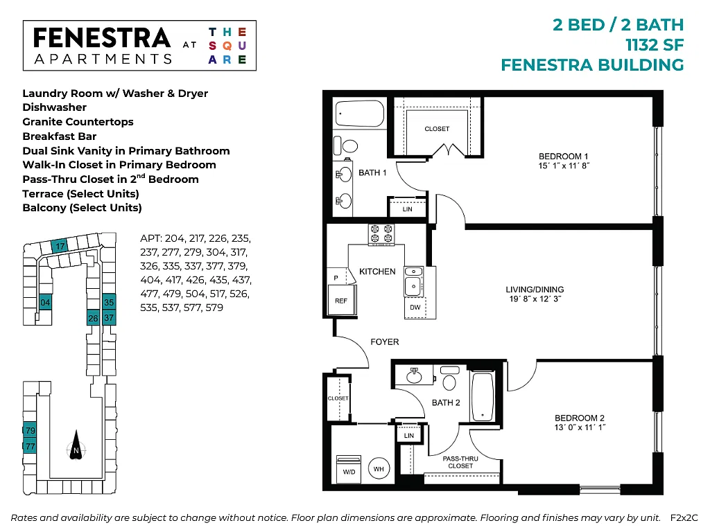 Floor plan Fenestra - 2 Bed / 2 Bath