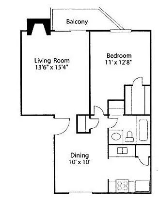 Floor plan One Bedroom Fireplace