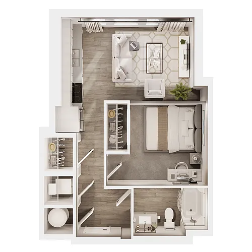 Floor plan One Bedroom - IU Bloomington 2027 - 2028