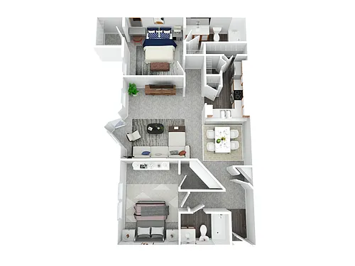 Floor plan 2BR - 2BTH + Patio