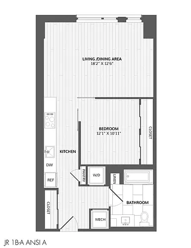 Floor plan Studio-JR 1B-A ANSI A_880 P