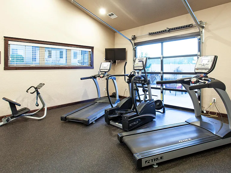 24/7 gym with treadmills, elliptical, stretcher, rower, dumbbells, kettle balls, so much more!