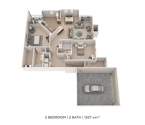 Floor plan Two Bedroom 2 Bath- 1327 sqft