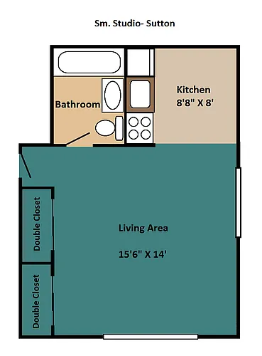 Floor plan Jr Studio-Available NOW