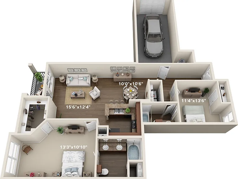 2 Bedroom | 2 Bath | 1260 SF | Attached Garage 2 Bedroom | 2 Bath | 1260 SF | Attached Garage
