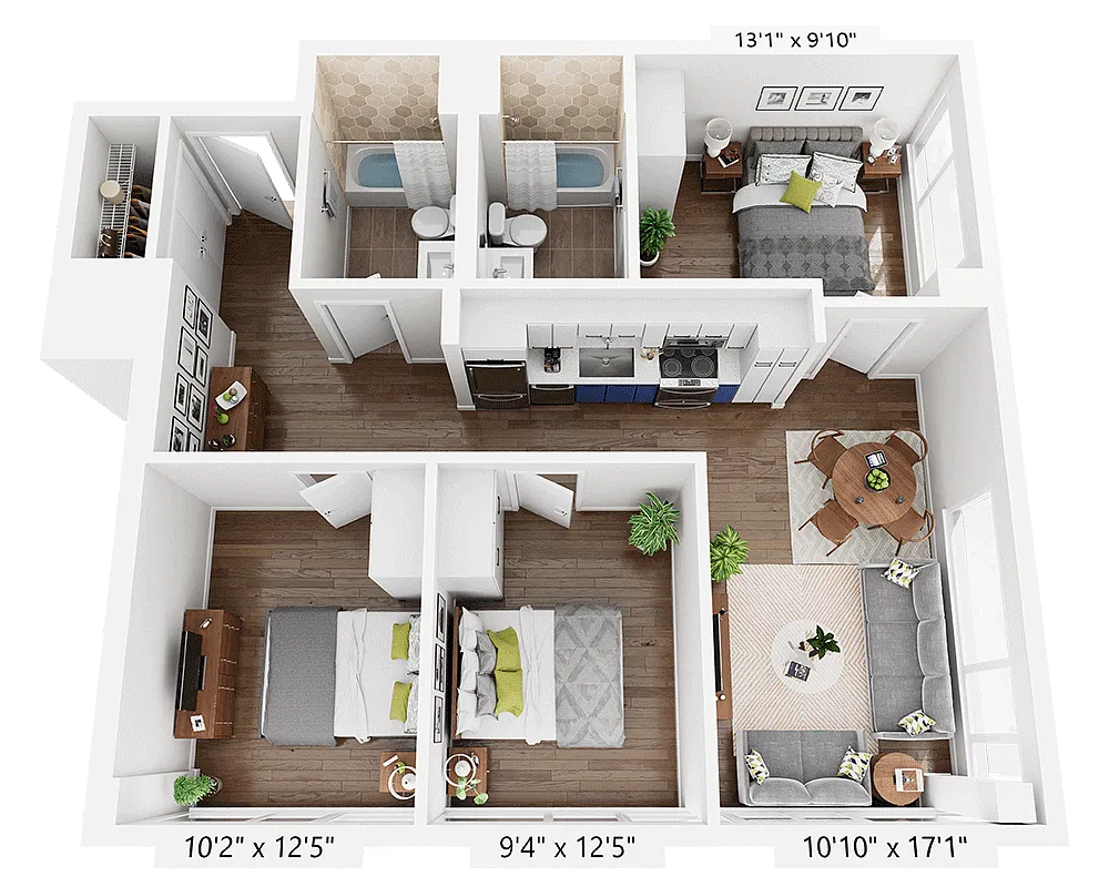 Floor plan Three Bedroom C2H