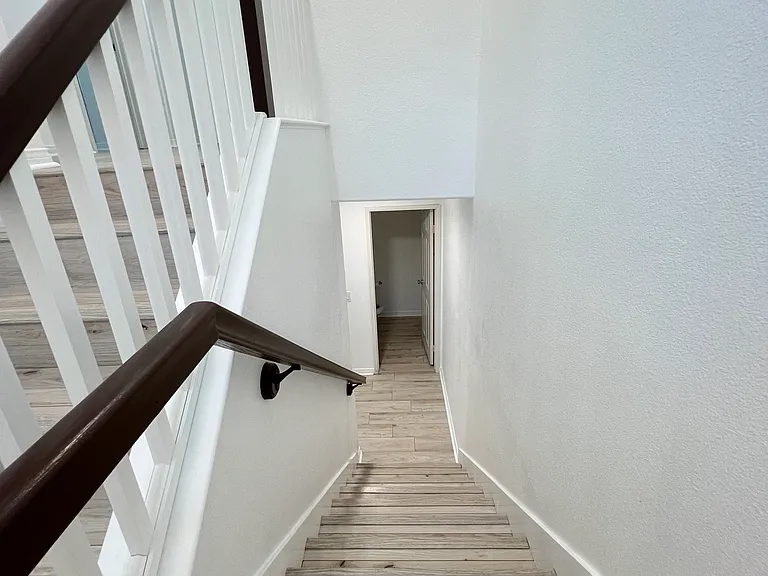 Staircase from family room to the bedrooms.