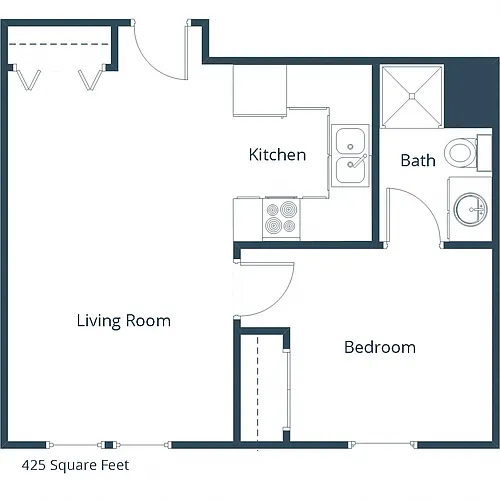Floor plan One Bedroom 11D