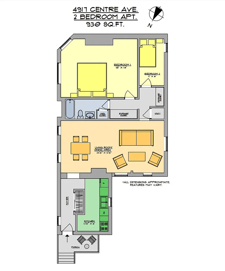 Floor plan 2 Bed 1 Bath