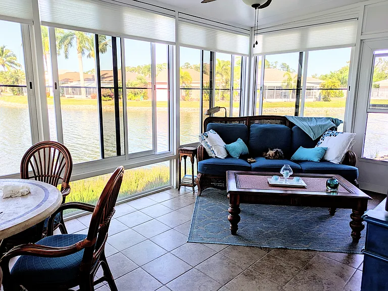 Lanai - blinds up screen windows open