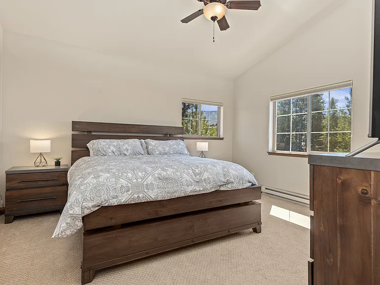 Upper level King bedroom #2 with ceiling fan