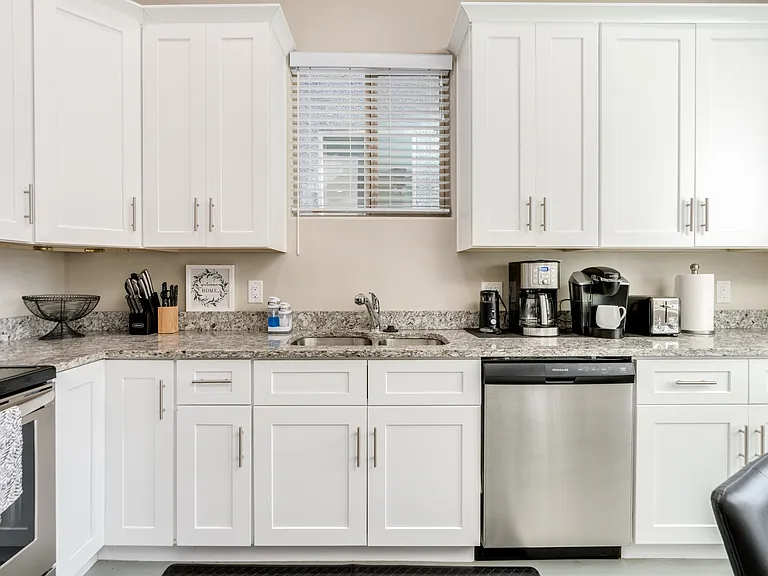 Shared kitchen with stainless appliances