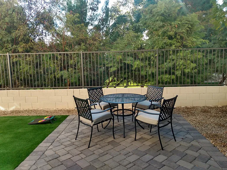 Very rare views to the evergreen mature trees and lawn park.