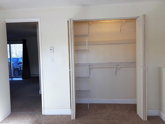 Each closet has a shelf system to maximize space