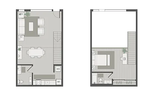 Floor plan One Bedroom, One Bath, Half Bath Loft