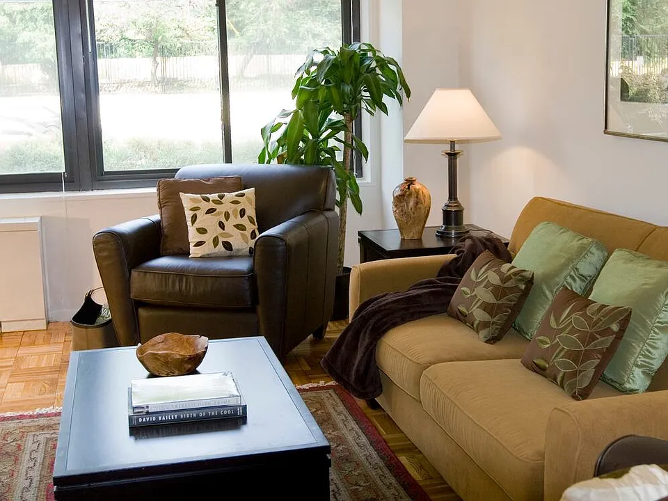 Living area with parquet flooring