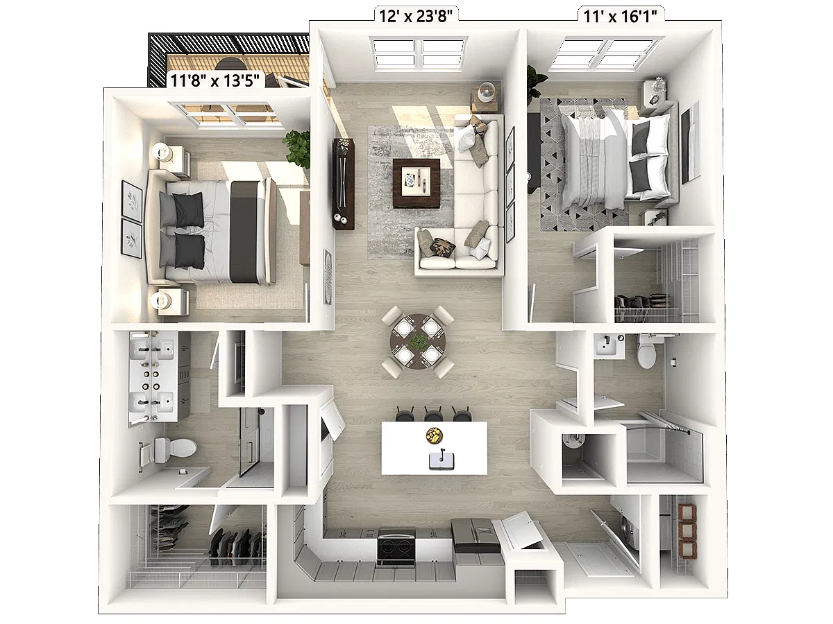 Floor plan C11 - 2 Bedroom 2 Bathroom
